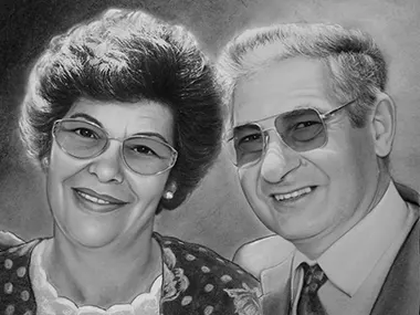 Retrato realista al carboncillo hecho a mano