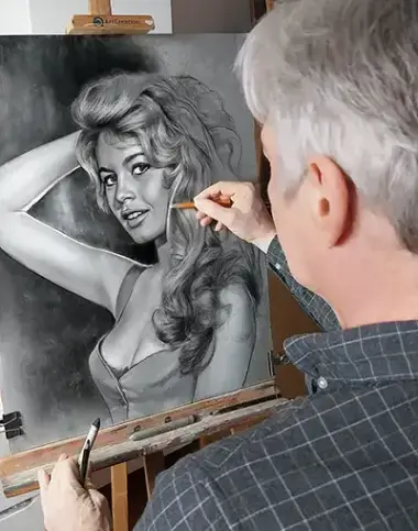 Luis Represas Retrato a carboncillo Realista
