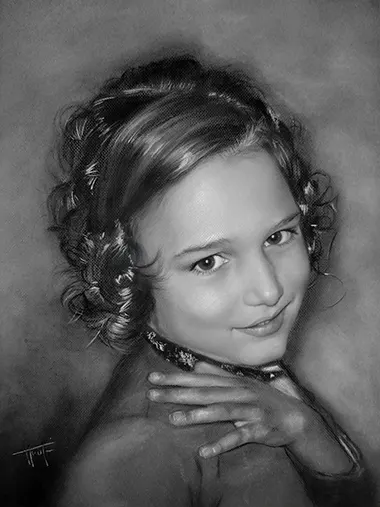Retrato realista al carboncillo hecho a mano