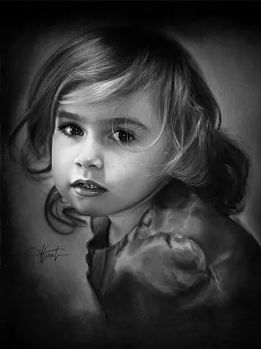 Retrato realista al carboncillo hecho a mano