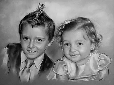 Retrato realista al carboncillo hecho a mano