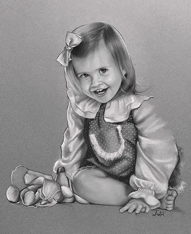 Retrato realista al carboncillo hecho a mano