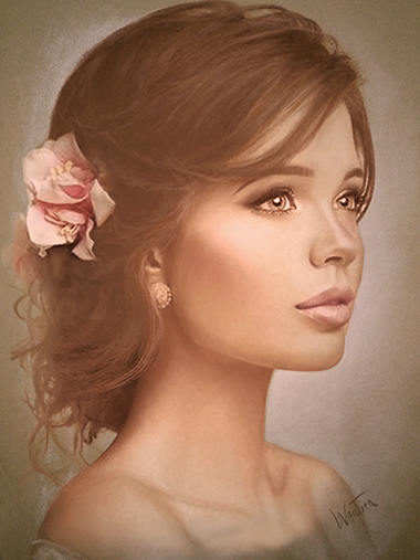 Retrato realista al carboncillo hecho a mano