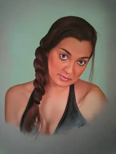 Retrato realista al carboncillo hecho a mano