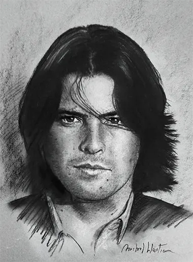 Luis Represas Retrato a carboncillo Realista