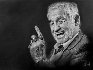 Jean Paul-Belmondo Retrato pintado a mano
